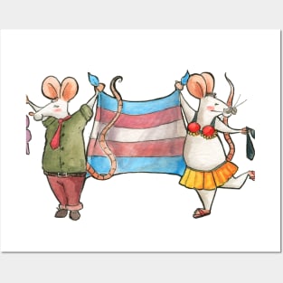 LGBT Mice celebrating Gay Pride (transexual flag) Posters and Art